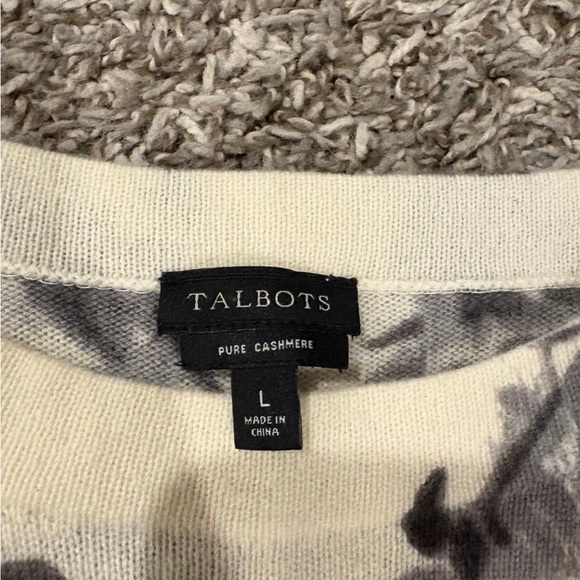 Talbots Ivory and Charcoal Cashmere Sweater - Picture 3 of 3